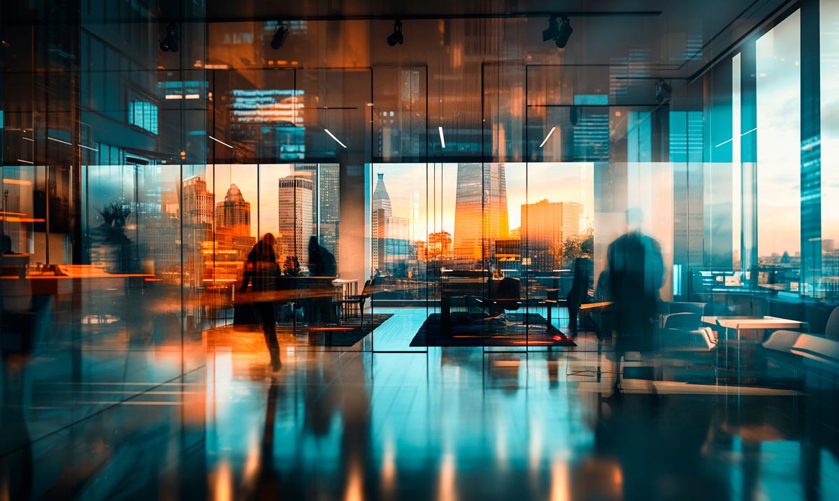 Adit Offices Sunset People Walking